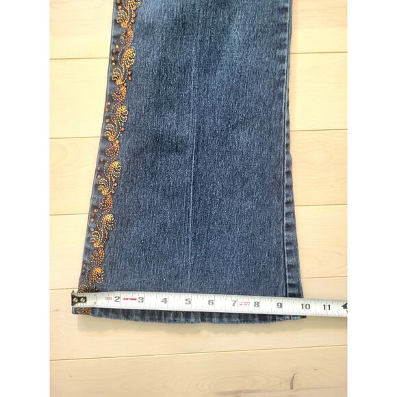 COS Women Jeans 12 Y2K Rhinestones Boot Cut Embroidered Embellished Flare Leg - Picture 5 of 16